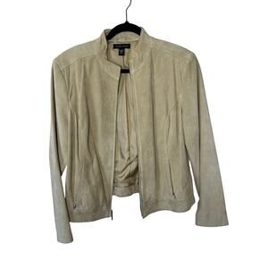 Vintage Valerie Stevens 100% Leather Cream Jacket Zipper Women's Size XL